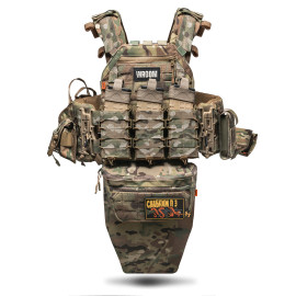 Плитоноска улучшена «Ghost Gen4 V3+» с баллистической защитой 2 класса, системой быстросброса + 9 подсумков, цвет мультикам