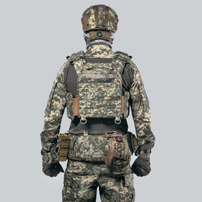 Бронежилет 6 класу «Ghost Gen4 V1+» з балістичним захистом 2 класу, системою швидкого скидання + 3 підсумки, колір піксель