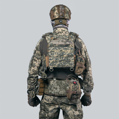 Improved Plate Carrier “Ghost Gen4 V3” with Level 1 ballistic protection, quick-release system + 9 pouches, Pixel color