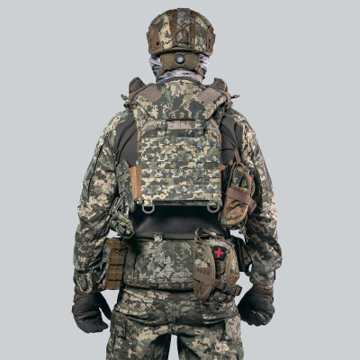Бронежилет 6 класу "Ghost Gen4 V4+" з балістичним захистом 2 класу, системою швидкого скидання + 9 підсумків, колір піксель