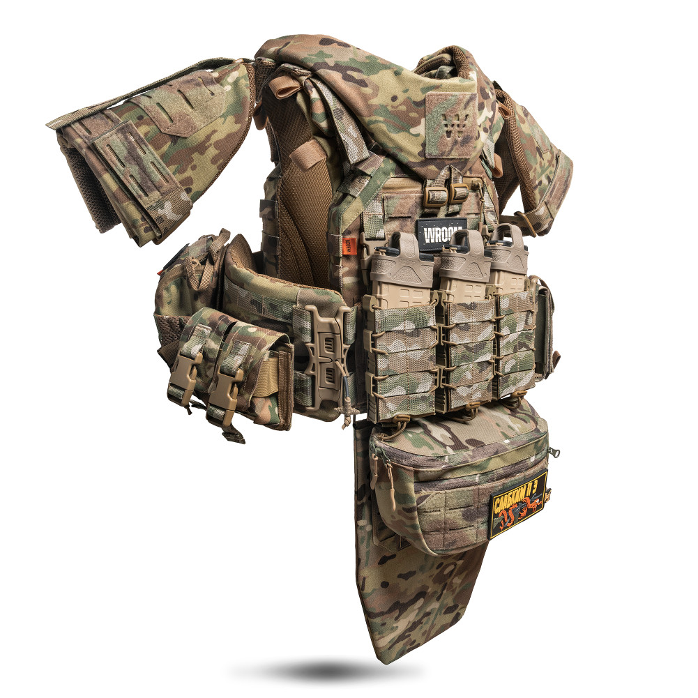 Бронежилет 6 класу "Ghost Gen4 V5+" з балістичним захистом 2 класу, системою швидкого скидання + 9 підсумків, колір Мультикам