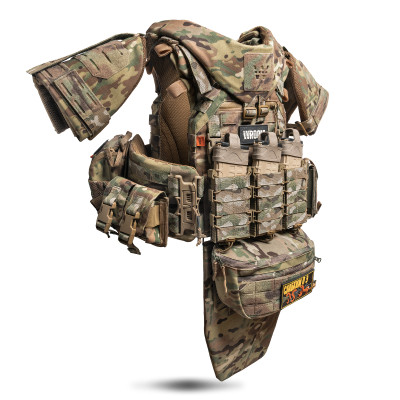 Бронежилет 6 класу "Ghost Gen4 V5+" з балістичним захистом 2 класу, системою швидкого скидання + 9 підсумків, колір Мультикам