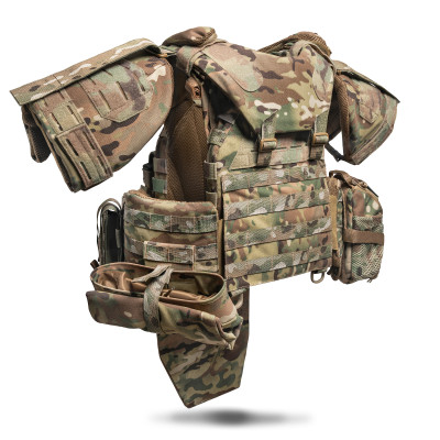 Бронежилет 6 класу "Ghost Gen4 V5+" з балістичним захистом 2 класу, системою швидкого скидання + 9 підсумків, колір Мультикам