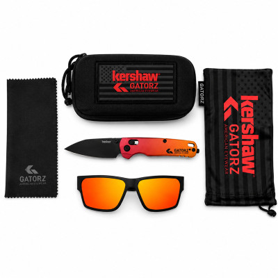Kershaw × Gatorz Delta Protective Glasses — ANSI Z87+, Limited Edition, Black, Rose Sunburst Mirror