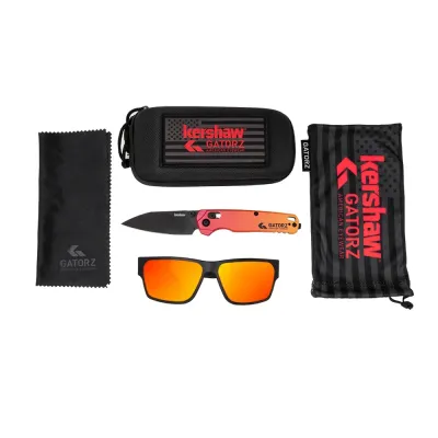 Kershaw × Gatorz Delta Protective Glasses — ANSI Z87+, Limited Edition, Black, Rose Sunburst Mirror