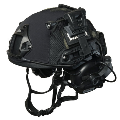 Ballistic Helmet FAST NIJ IIIA Black with Earmor M32 (X) Active Hearing Protection, Flashlight, and Cover Multicam Black USA