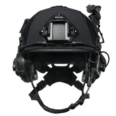 Ballistic Helmet FAST NIJ IIIA Black with Earmor M32 (X) Active Hearing Protection, Flashlight, and Cover Multicam Black USA