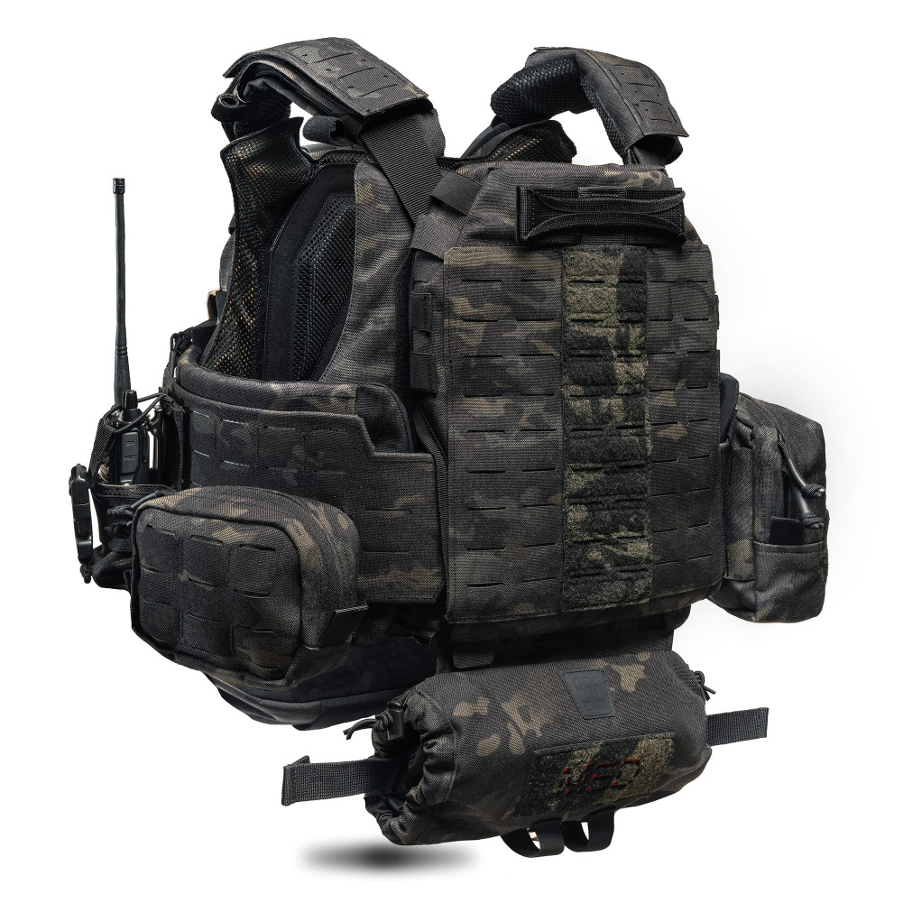 Upgraded GHOST GEN5 PRO V2+ plate carrier with Class 2 ballistic protection. Color Multicam Black USA