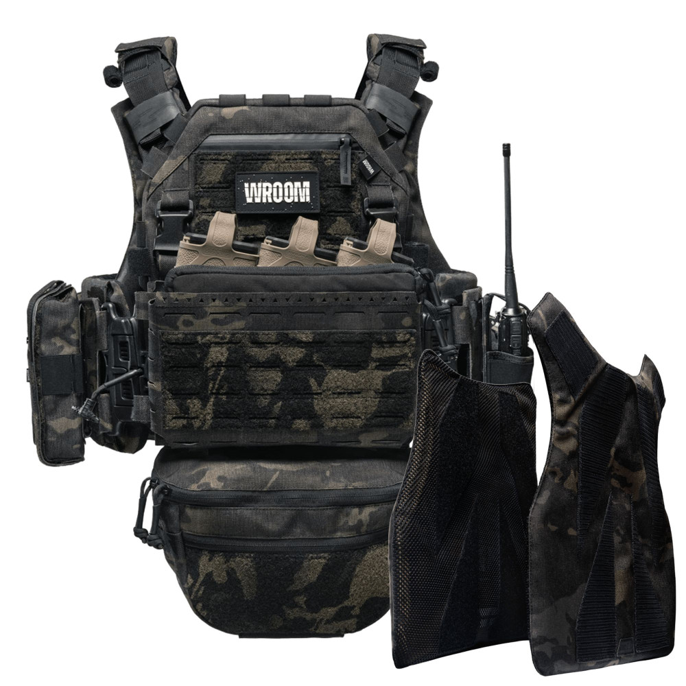 Upgraded GHOST GEN5 PRO V2 plate carrier with Class 1 ballistic protection. Color Multicam Black USA