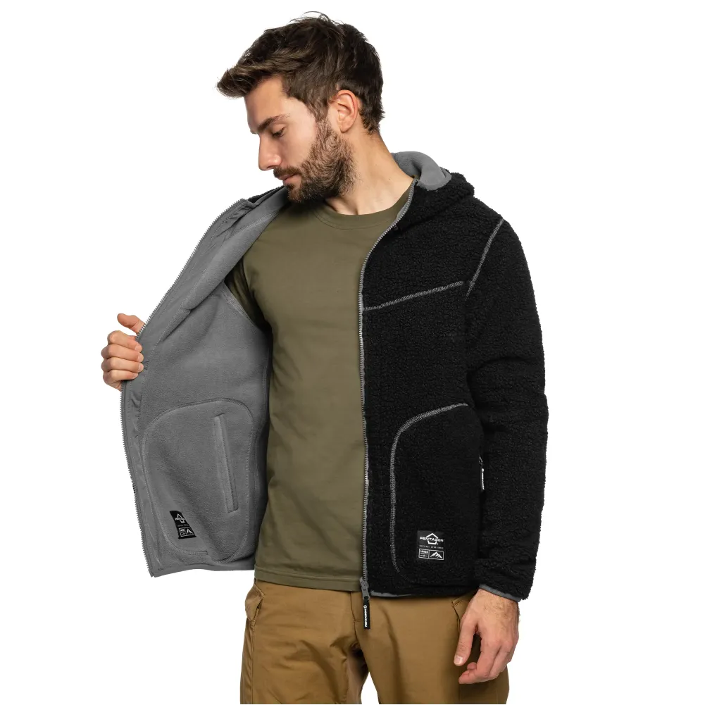 Флісова куртка-кофта Pentagon IANOS SHERPA 2-IN-1, Колір Чорний
