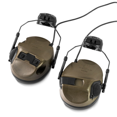 Aktywne ochronniki słuchu 3M Peltor ComTac VIII MT14H418A-02 GN z adapterami szynowymi do hełmu 3M Peltor P3ADG-F SV/2 ARC. Kolor: Oliwkowy