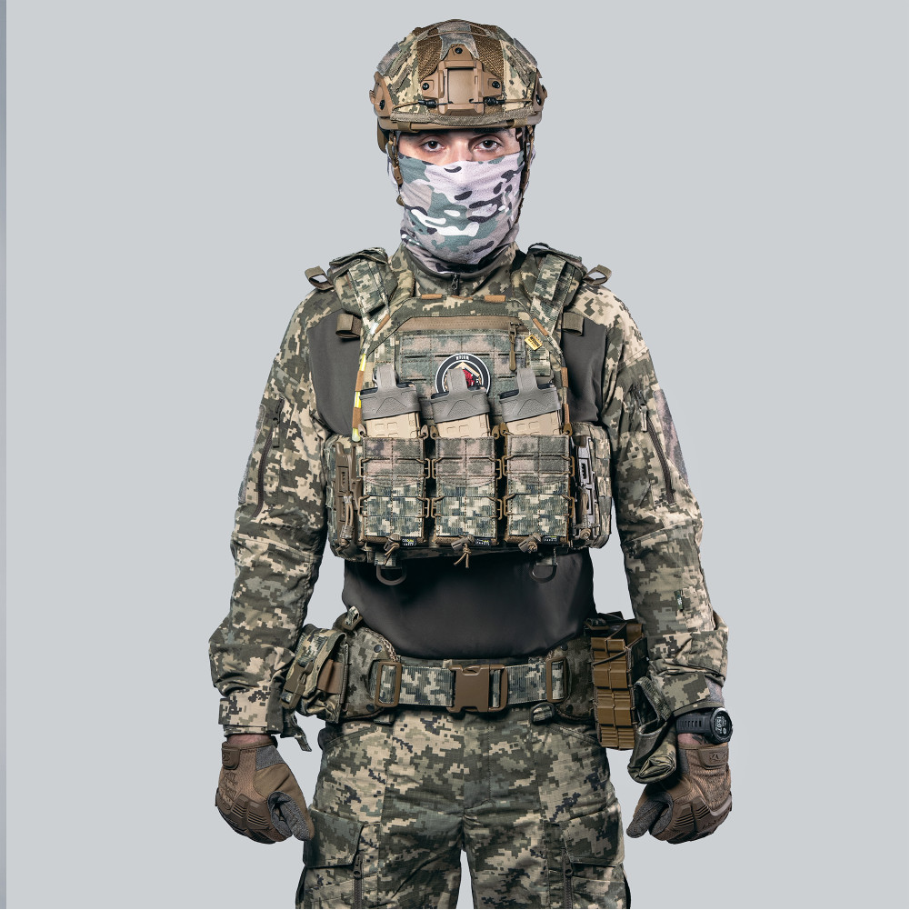 Плитоноска «Ghost Gen4 V1+» з балістичним захистом 2 класу, системою швидкого скидання + 3 підсумки, колір піксель