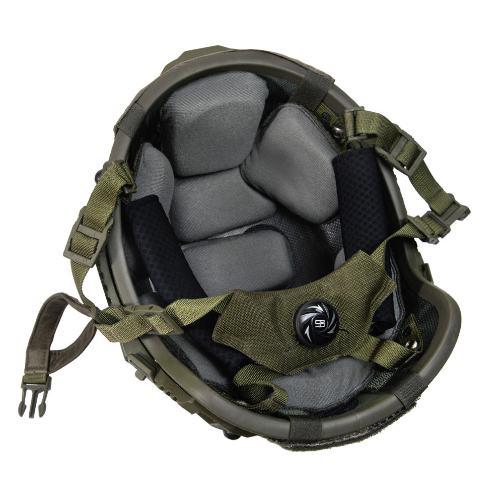 Hełm balistyczny Sestan-Busch Kask BK-ACH-HC oliwkowy z systemem zawieszenia Cam-Fit + osłona multicam