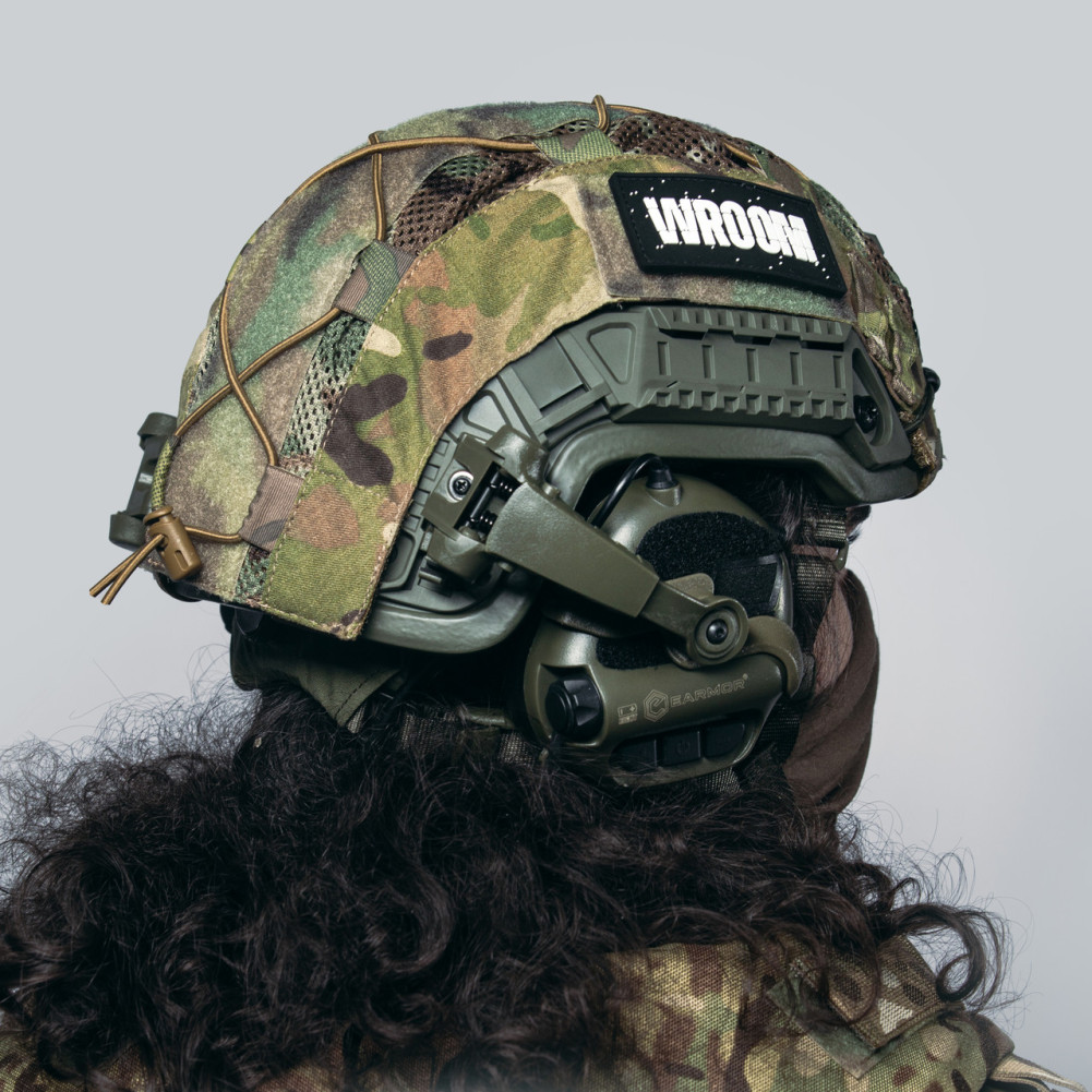 Kevlar Helmet ARCH NIJ IIIA, olive color with active headphones Earmor M32 (X) + Multicam cover