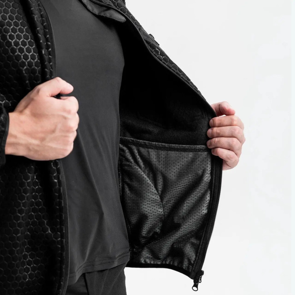 Fleece jacket with zipper Hexagon Alpha, color black