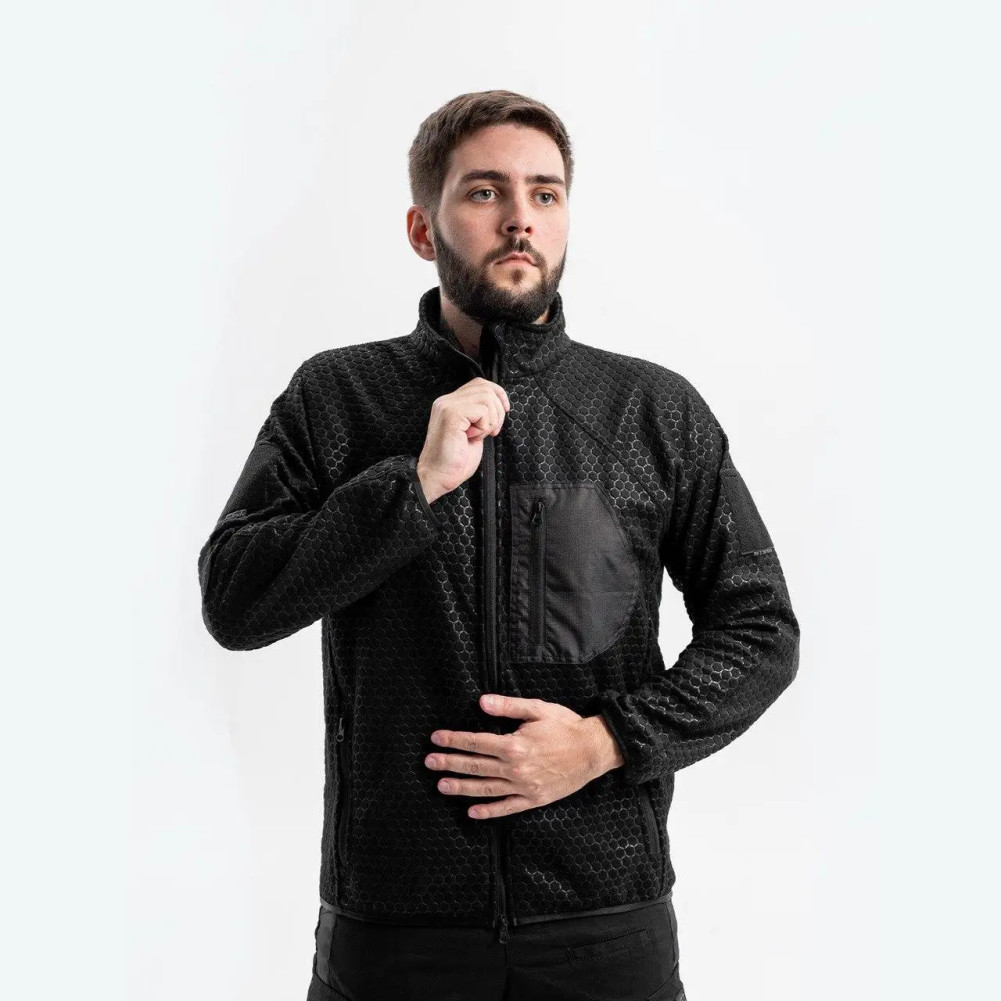 Fleece jacket with zipper Hexagon Alpha, color black