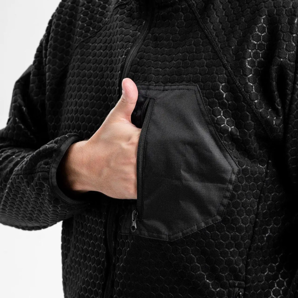 Fleece jacket with zipper Hexagon Alpha, color black