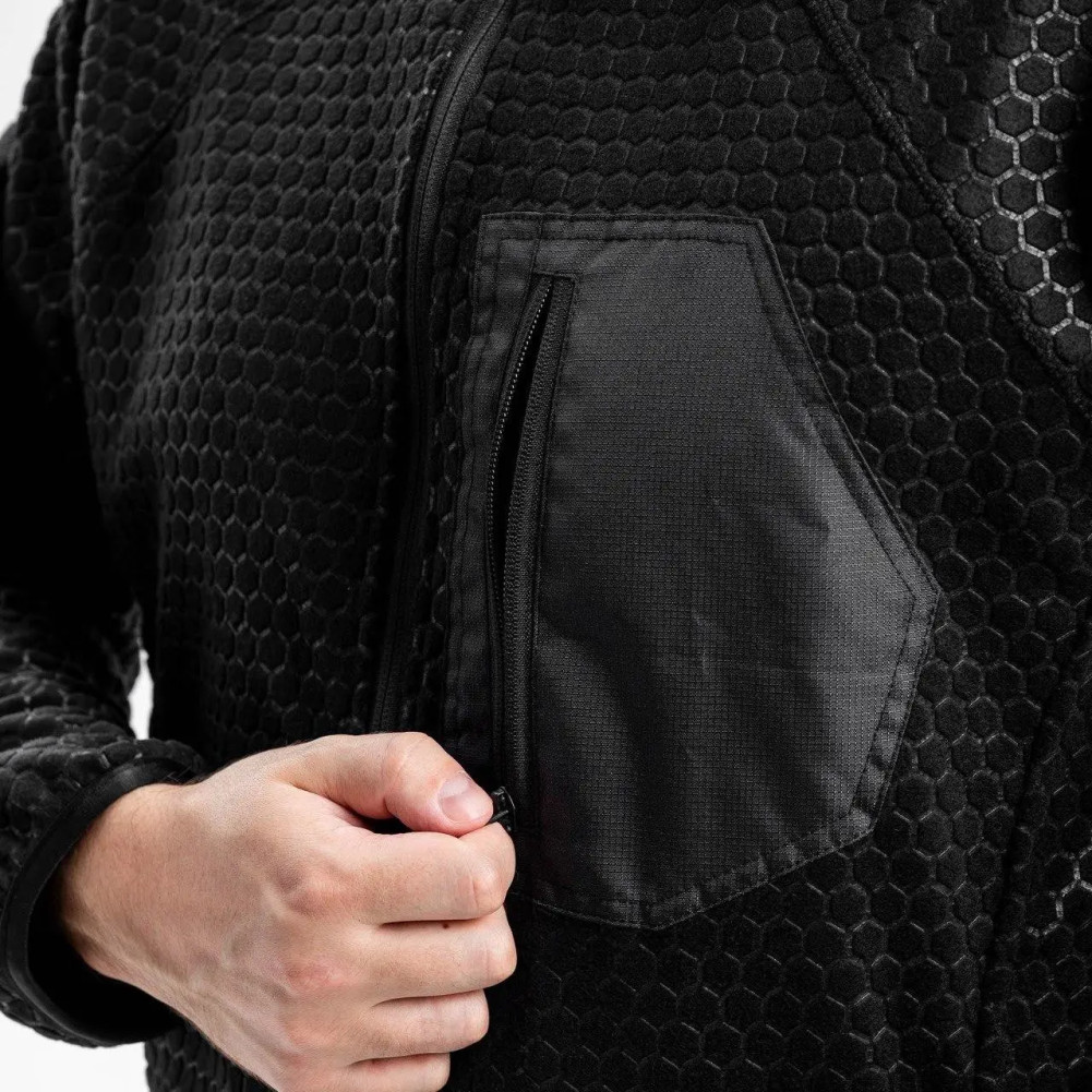 Fleece jacket with zipper Hexagon Alpha, color black