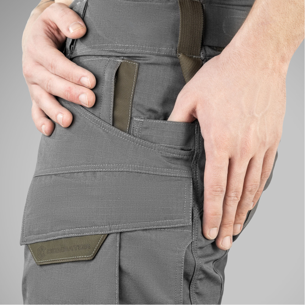 Тактичні штани WROOM COMBATOR NyCo Ripstop під прихованні наколіники. Колір Urban Grey