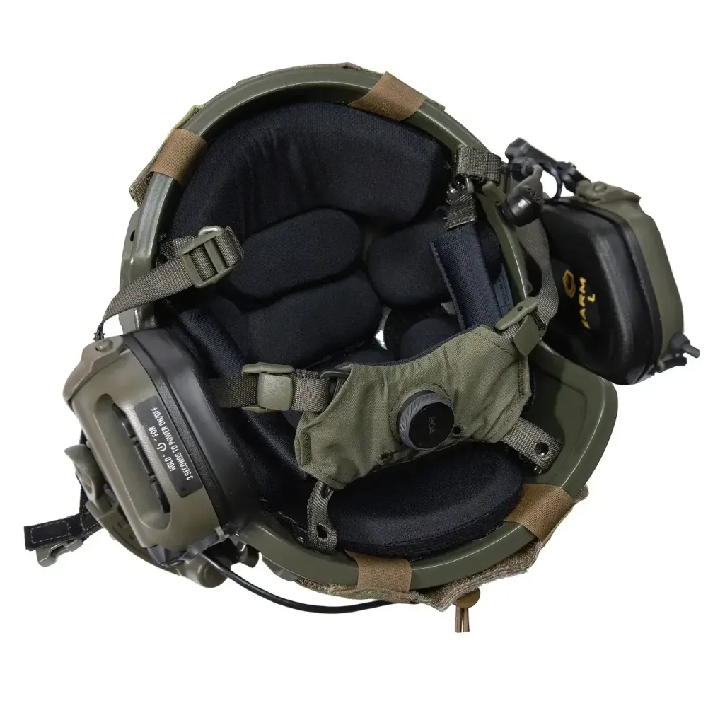 Кевларовий шолом ARCH NIJ IIIa, колір оливковий з активними навушниками Earmor M32 (X) + кавер піксель