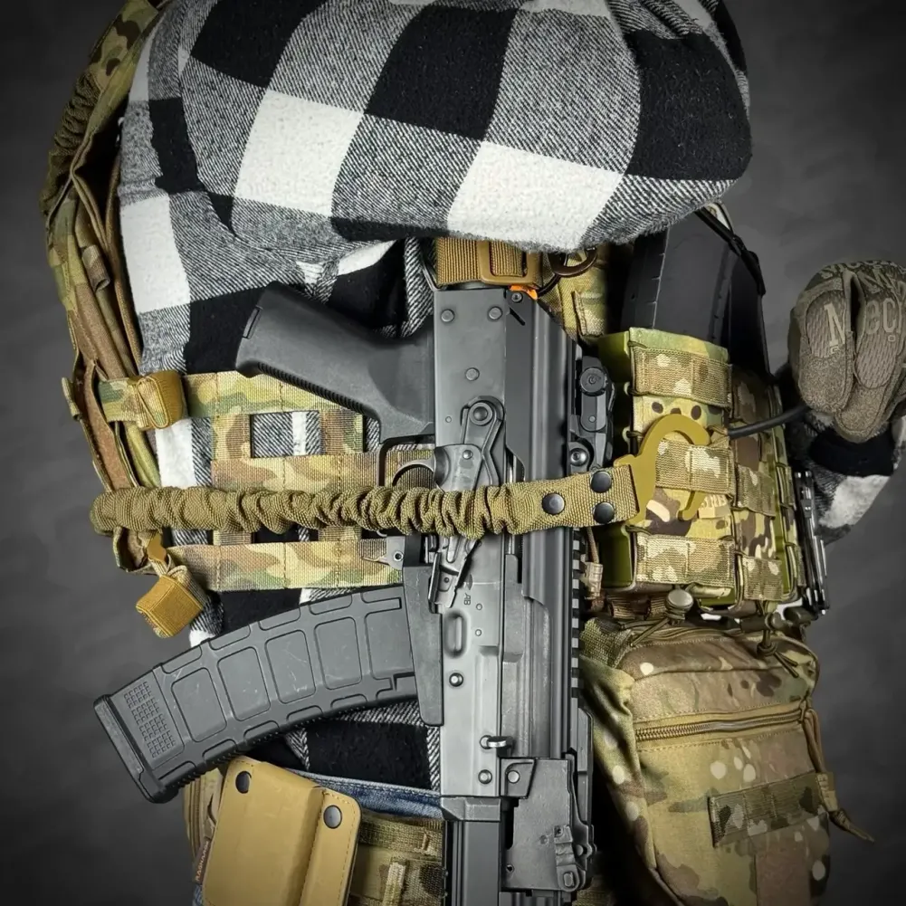 Single-point sling with a mounting kit for a plate carrier, color Coyote