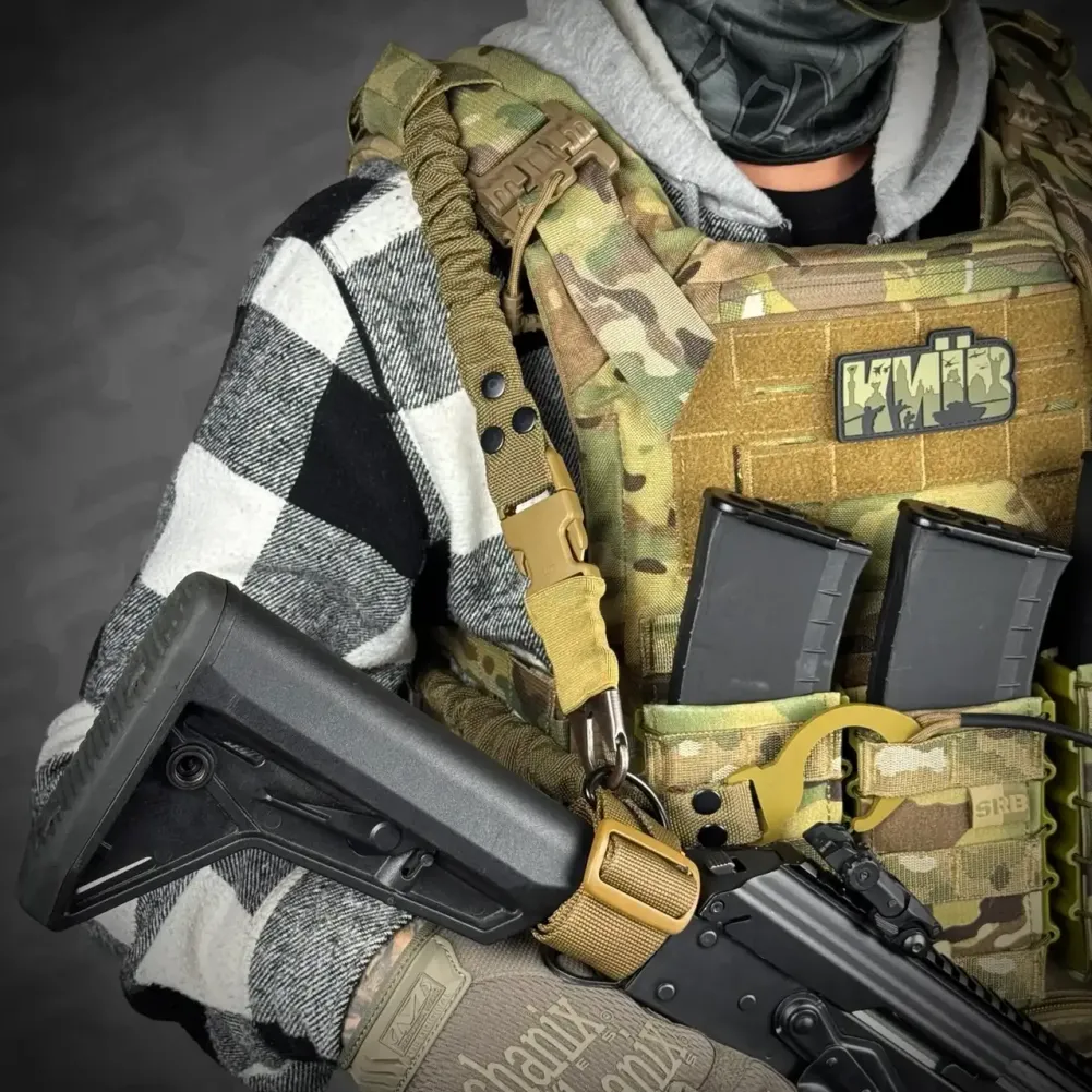 Single-point sling with a mounting kit for a plate carrier, color Coyote