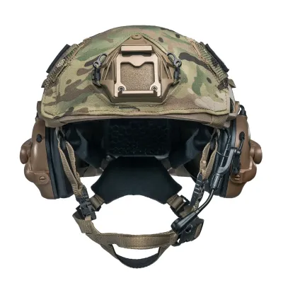 Kask kevlarowy Buran 3.0 coyote ze słuchawkami aktywnymi Earmor M32 (X) + osłona multicam